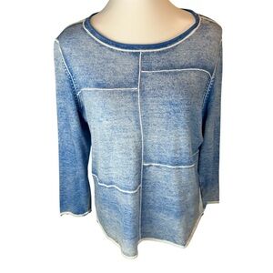 Habitat Lightweight Cotton Sweater Seaspray Azure Exposed Seams - Large